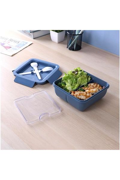 Generic Orchid SUPERLOCK Square Wheat Straw Lunch Box With 2 Compartments 1000ml, Food Storage Container Wi