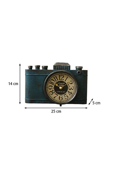 İnfinito Metal Table Clock Vintage Camera Design