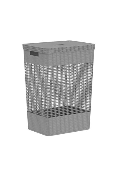 Generic OU Laundry Basket Grid Cover 49L Organizer Service Area Color:Grey