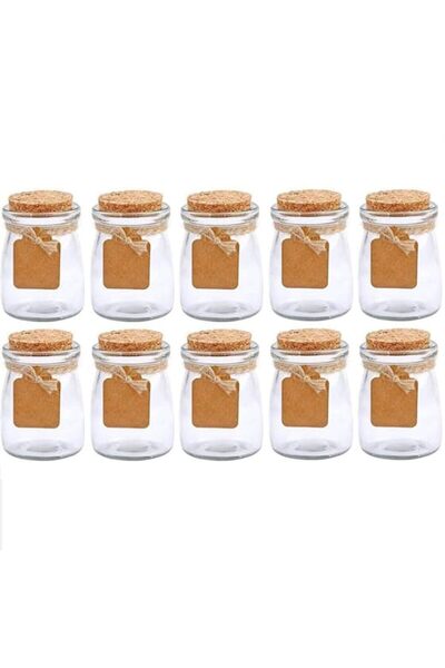 Generic Elecdon Small Glass Decorative Bottles With Cork Lids - 10pc, 3.4oz Mini Mason Jar for Wedding Favo