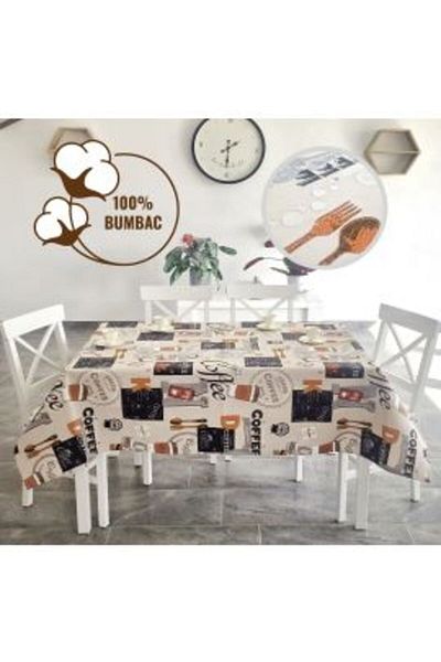 Ralex Anti-stain tablecloth 100% Cotton 120 x 160 cm, Coffee Beige