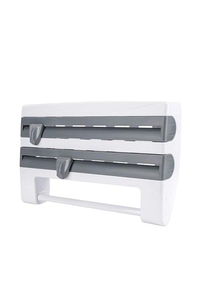Generic HMYLI Kitchen Storage Shelf, 4-in-1 Wall Mounted Kitchen Roll Dispenser Cling Film Cutting Holder S