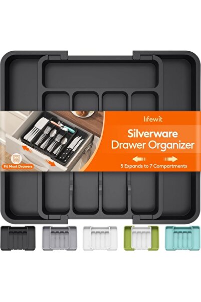 Generic منظم أدراج أدوات المائدة من لايف ويت، صينية أدوات مائدة قابلة للتمدد ...