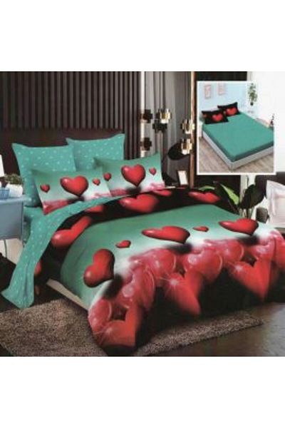 Ralex Economic Package Double Bed Set Finet 6 Pieces with Fitted Sheet + 2 Padded Pillows 50 x 70 cm + Duv