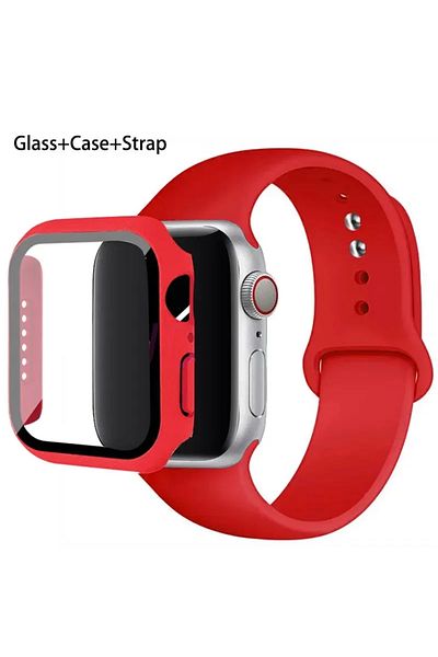 Choice 44mm series 654 se 14 red Sport band+Glass+Case For Apple Watch bands 44mm 40mm 45mm 41mm 38mm 42mm
