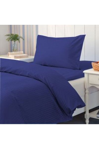 HomePuls Bed Linen with Elastic Sheet Damask Polycotton Stripe 1 cm, for Mattress 80 x 200 cm, Quilt Cover 14