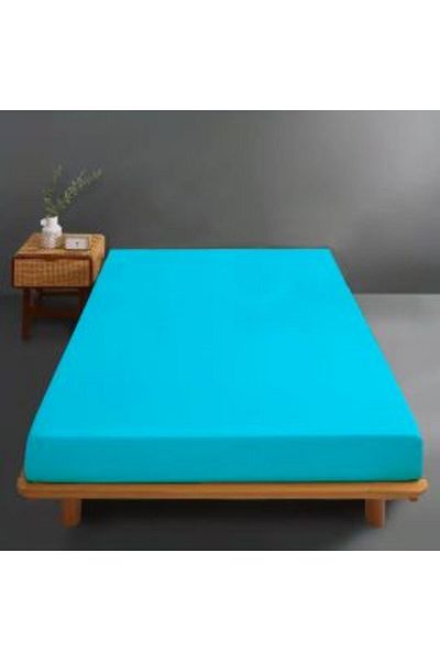 Ralex Cotton Jersey Knit Bed Cover 100%, for Mattress 160 x 200 cm Turquoise