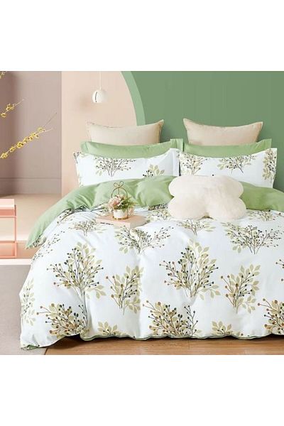Ralex Set de lenjerie de pat single, percalle imprimat, 100% bumbac, 3 piese, 160 x 240 cm, 150 x 220 cm, 50 x 70 cm, Tre