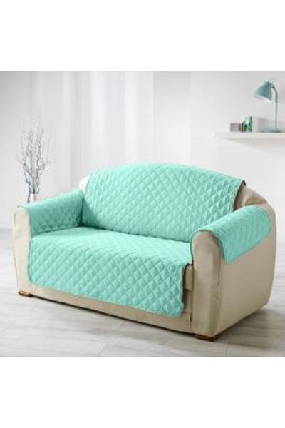 Ralex Husa canapea 2 locuri tip cuvertura matlasata 130 x 205 cm cu laterale, reversibila, Verde Mint