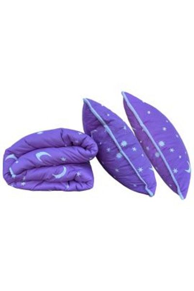 Ralex Package Quilted duvet 200 x 210 cm and 2 pillows 50 x 70 cm, Moon and Stars pattern, Purple