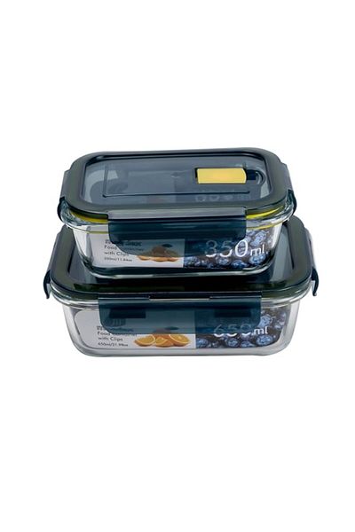 Generic 2PCS Mondex Borosilicate Glass Food Saver Set Food Storage Container Lunchbox set with Vent - 350ml