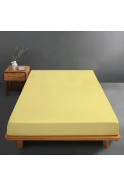 Ralex Bed Sheet Cover Jersey Knit Cotton 100%, for Mattress 140 x 200 cm Yellow