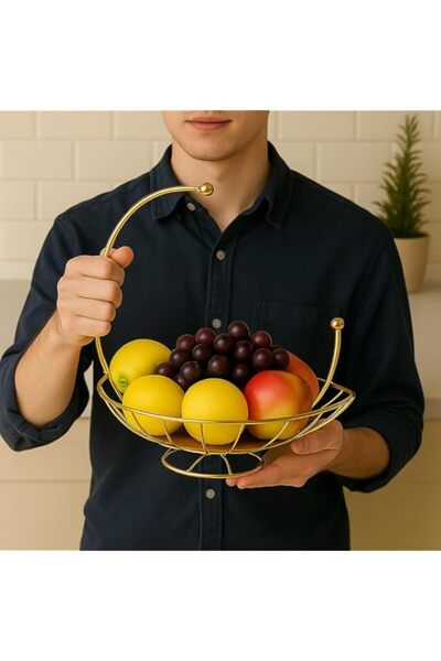 Generic B&S Silver Metal Wire Fruit & Vegetable Basket – Stylish Kitchen Storage Container, Afternoon Tea &