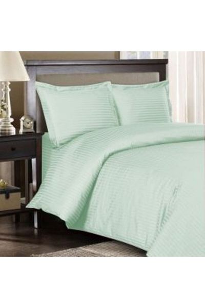 HomePuls King Size Bedding Set Damasc Cotton 100% HoReCa Thick, 1 cm Stripe, 4 Pieces, Bed Sheet 220 x 240 cm