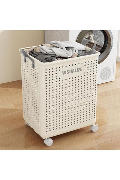 Generic ORCHID M® Collapsible Laundry Basket with Wheels and Handle, Plastic Foldable Laundry Hamper, Versa