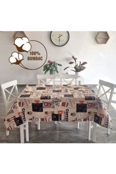Ralex Anti-stain tablecloth 100% Cotton 120 x 160 cm, Coffee Beige Brown