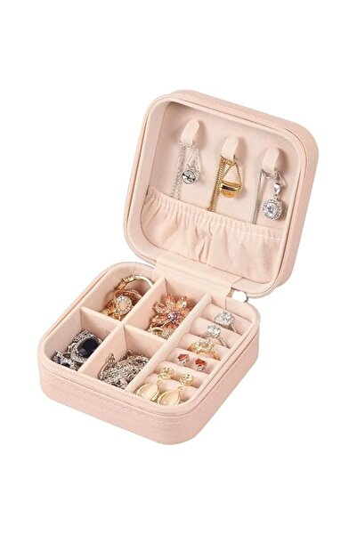 Generic حقيبة سفر صغيرة للمجوهرات، منظم مجوهرات صغير للسفر، صندوق مجوهرات محم...