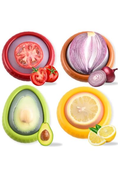 Generic BIGTHREE Silicone Fruit Storage Box, 4 Pieces Reusable Fruit Storage Containers for Fridge, Half Cu