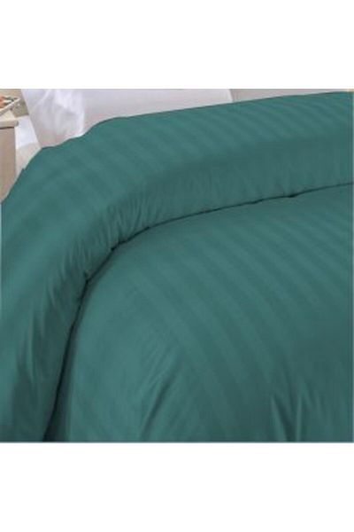HomePuls Cearsaf de pilota 1 persoana Damasc Bumbac 100% tip Hotel cu dunga 1 cm, 140 x 220 cm, Verde Petrol
