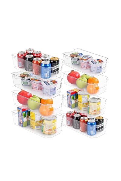 Generic AMERTEER Fridge Organizer Bins - Set of 8 Stackable Clear Storage Bins For Home & Kitchen Pantry Or