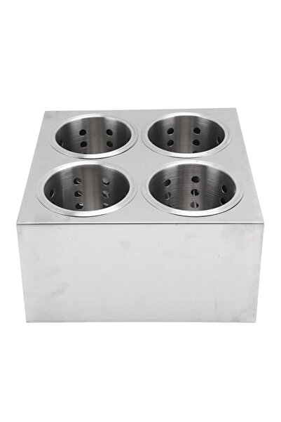 Generic Luqeeg Stainless Steel Cutlery Holder, Double Row 4 Compartment Flatware Storage Container, Non Sli