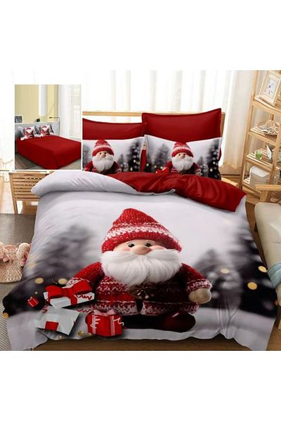Ralex Christmas Bedding Set Finet 3D, 6 Pieces, Bed Sheet 220 x 230 cm, Duvet Cover 200 x 230 cm, 2 Pillow