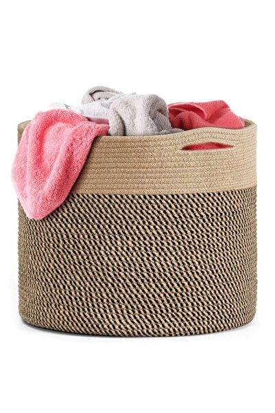 Generic سلال غسيل هوماركت 35 * 40 سم، سلة تخزين منسوجة من القطن بمقابض، سلة م...