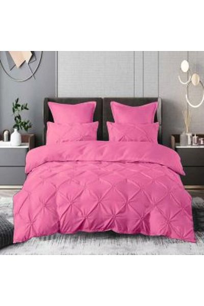 Ralex Double Bed Linen Finet UNI with Pleats, 6 pieces, Pink UNI, Pucioasa