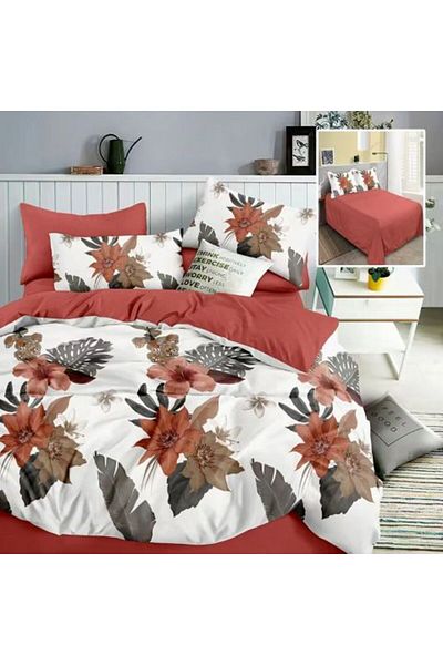 Ralex Double Bed Linen Cotton Finet 6 Pieces 220 x 240 cm, Duvet 200 x 220 cm, 2 Pillowcases 50 x 70 and 7