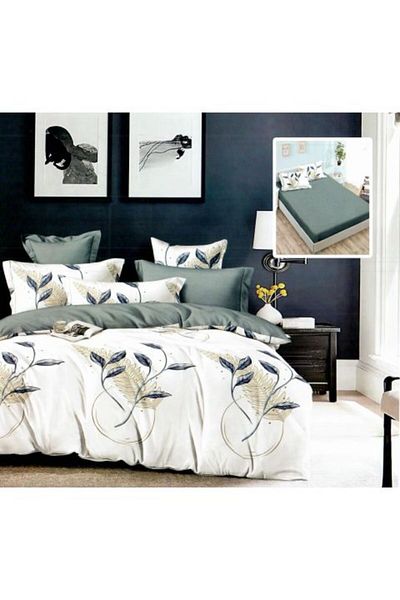 Ralex Double Bed Linen Finet Cotton 6 Pieces with Mattress Cover 160 x 200 or 180 x 200 cm, Quilt 200 x 23