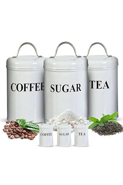 Generic EOPTIFY 1L Pack of 3 Coffee Containers, Sugar Container Set, Airtight Tea Storage Canisters Stainle