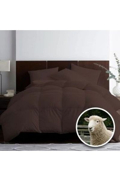 Ralex Quilted Wool Damask Summer Blanket 160 x 210 cm, Brown