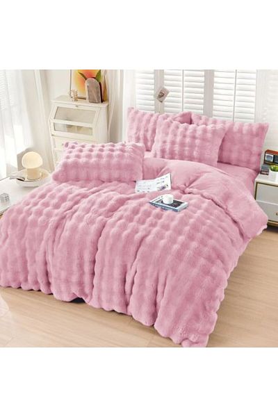 Ralex Double Bed Linen Cocolino Spot with fluffy fleece, 4 pieces, bedsheet 230 x 250 cm, duvet cover 200