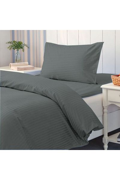 HomePuls Bedding with Elastic Bedsheet Damask Polycotton Striped 1 cm, for Mattress 90 or 100 x 200 cm, Duvet