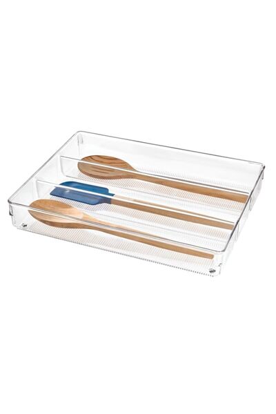 Generic Idesign Linus Cutlery Tray For Kitchen Utensils, Clear, Large, 55830ES