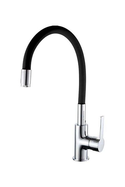 Dime Kitchen Sink Mixer With Stainless Steel Flexible Hose Black