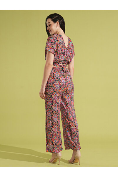 Globus By Styli Ethnic Print Back Tie-Up Crop Top and Trousers Co-Ords