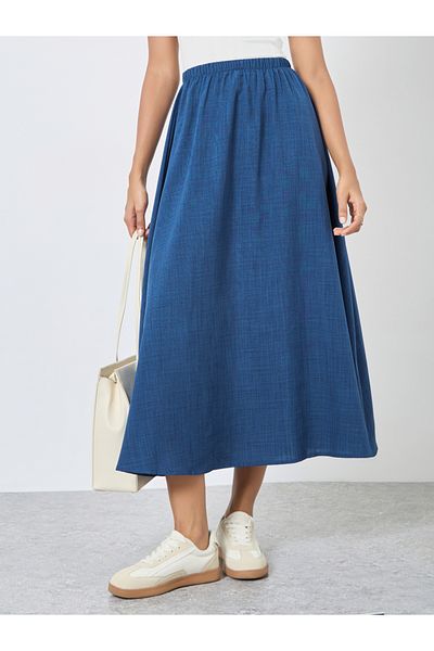 Styli Solid Maxi Skirt with Elastic Waist