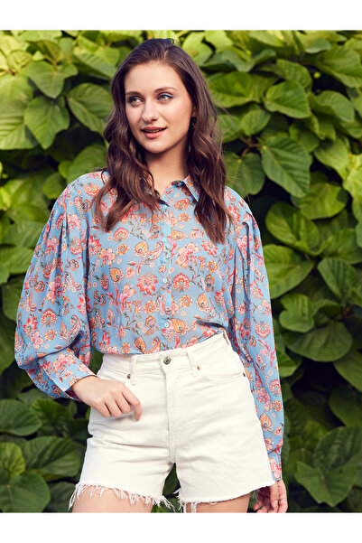 STREET 9 By Styli قميص نسائي كاجوال بطبعة زهور زرقاء