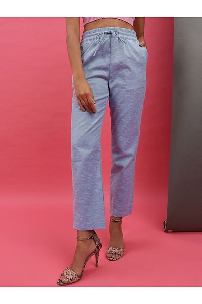 Freehand By Styli Women Blue Regular Fit Pants with Drawstriing
