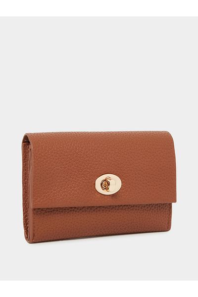 Styli Women Brown Textured Twist Lock Wallet