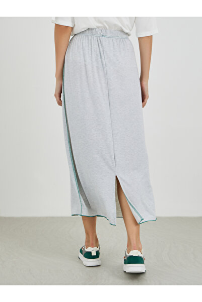 Styli Contrast Side Stitch Midi Skirt with Drawstring