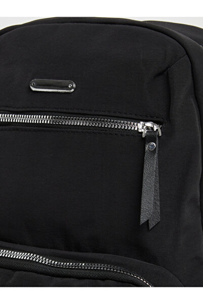 Styli Women Black Front Zipped Backpack