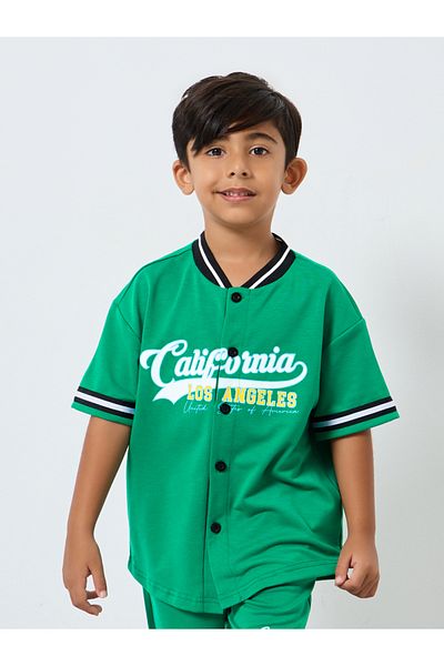 Styli Boys Green Graphic Print T-Shirt and Shorts Set