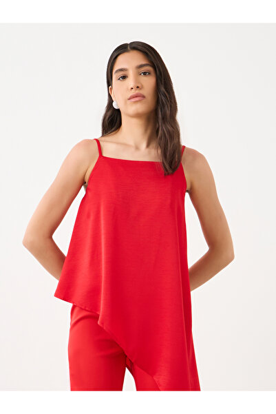 Styli Solid Asymmetrical Hem Cami Top with Flare Pants Co-Ords
