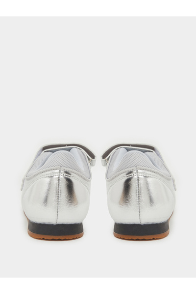 Styli Silver Metallic PU Flat Sneakers