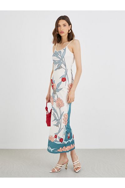 Styli Floral Print Cami Shift Maxi Dress