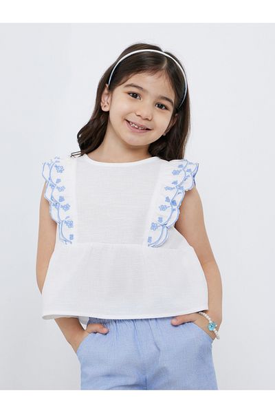 Styli Girls Solid Ruffle Trim Top and Culottes Set