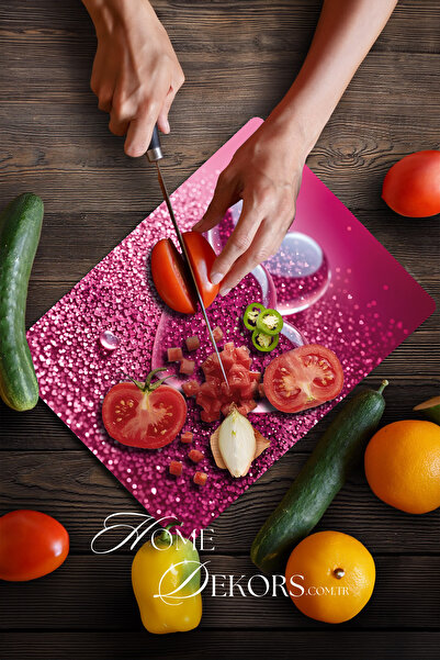 home dekors Glass Cutting Board Chopping Board Presentation Board Red Hearts Dowry Gift 35X25 cm