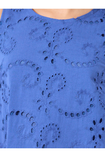 Styli Girls Blue Cotton Schiffli Dress